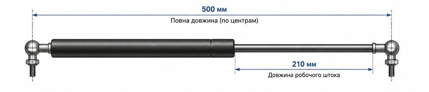 Амортизатор багажника 500мм S=210mm 770N /ябл-ябл/ (320-530) 4282800 фото
